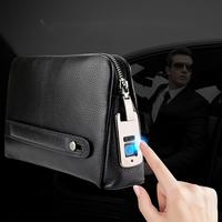 Sacs à main pour hommes en cuir véritable, portables, écologiques, antivol, avec serrure à empreintes digitales, USB, tendance