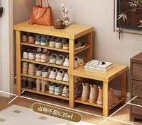 Étagère à chaussures simple multicouche ménage banc à chaussures armoire à chaussures anti-poussière stockage économique étagère en bambou