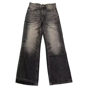 Factory Custom Zwarte Heren Denim <span class=keywords><strong>Jeans</strong></span> Rechte Baggy <span class=keywords><strong>Jeans</strong></span> Denim Broeken voor Heren Relax Fit Gescheurde Verweerde <span class=keywords><strong>Jeans</strong></span> Heren - Product Image 4