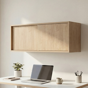 Wall Storage Cabinet 32-Inch Wide With Sliding <b>Doors</b> Compact Wall Mounted For Bedroom Office Living Room - Product Image 2