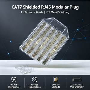 Connecteur RJ45 blindé FTP CAT7 plaqué or 3U 8P8C avec barre de charge en queue d'aronde, plateau blister de 100 pièces pour CAT7 CAT6A - Product Image 5