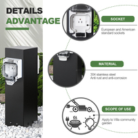 Mini borne électrique de jardin extérieure personnalisable avec prises multi-normes internationales, design vertical sur pied
