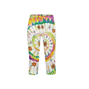 Celana Yoga pendek anak-anak motif unik desain ikat celup celana ketat lari grosir legging Capri kustom olahraga untuk anak-anak