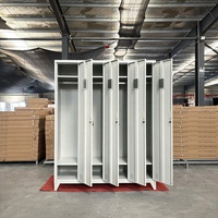 Armario Metálico de Acero Resistente de 4 Puertas con Cerradura y Diseño Ventilado para Guardar Ropa en Escuelas, Gimnasios, Oficinas y Vestuarios