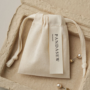 PandaSew Custom Logo Cotton Drawstring <b>Bag</b> with Label <b>Dust</b> <b>Bag</b> Gift Packaging Jewelry Pouch - Product Image 2