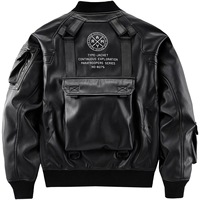 Blouson en cuir imprimé de haute qualité, logo personnalisé Blouson court multi-poches Blouson aviateur en cuir Airforce pour hommes