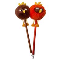 Stylos à bille multicolores avec des oiseaux mignons, pour la vente en gros, logo personnalisé, peluche douce, cadeau, jouet, souvenir de festival, encre noire 0,5 mm