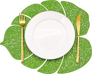 Napperon en <span class=keywords><strong>vinyle</strong></span> feuille verte Feuilles tropicales Napperons Table Réglage Cuisine Table <span class=keywords><strong>Tapis</strong></span> pour Table à manger Napperon - Product Image 1