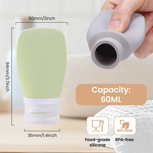 Portable Pocket Size 60ml 2oz Leak-Proof Squeeze Silicone Travel Cosmetic Container Soft Silicone Lotion <b>Shampoo</b> Bottle - Product Image 2