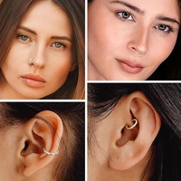 316L Acier Inoxydable Côté Diamant Coupe Articulé Segment Daith Clicker Anneaux Nez Septum Anneaux Helix Boucle D'oreille Nez Piercing Bijoux