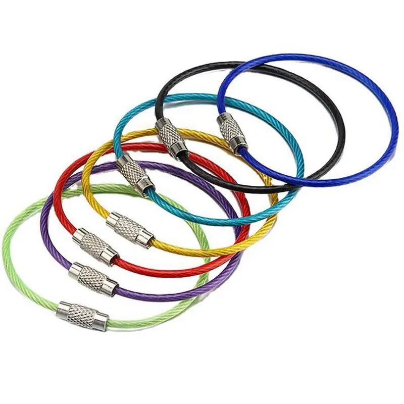 Porte-clés de câble métallique en acier inoxydable Anneaux de boucle de 1.5mm 2mm pour l'étiquette de bagage suspendue