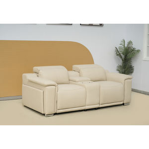 <span class=keywords><strong>Canapé</strong></span> inclinable moderne en cuir beige 2 places avec console et chargeur <span class=keywords><strong>sans</strong></span> <span class=keywords><strong>fil</strong></span>, cadre en métal - Product Image 3