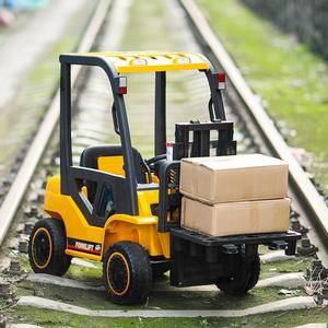 Kids Electric Forklift Ride On Car 4 <b>Wheels</b> Rechargeable <b>Plastic</b> Toy Vehicle For Boys And Girls With Height Adjustment - Product Image 2