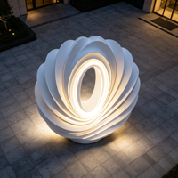 Sculpture lumineuse en spirale LED en fibre de verre de 2,5 m |   Art paysager extérieur imperméable pour hôtel, centre commercial, parc