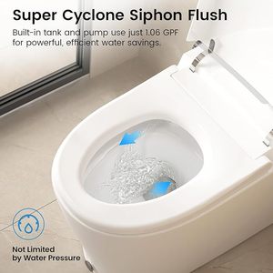 WC intelligent en céramique monobloc haut de gamme avec siège chauffant, chasse d'eau automatique, télécommande et garantie de 10 ans - Product Image 2