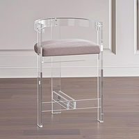 Chaises de bar modernes en acrylique avec coussins en velours, durables et écologiques, pour appartement, maison, comptoir de bar - Vente en gros usine