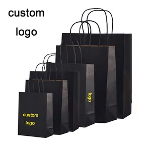Custom Logo Packaging Bolsa De Papel Kraft Paper Shopping Bags Gift Logo Bags Brown Kraft Paper Bag With Handle 30cm 21cm 27cm