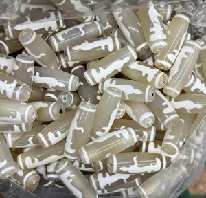 GemYa Wholesalen티베트 Dzi 비즈 흰색 마노 보석 만들기 타원형 우아하고 세심한 티베트 Dzi 비즈 - Product Image 4