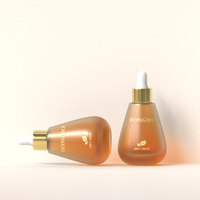 Vente en gros Flacon compte-gouttes vide rond en forme d'ampoule 30ml 50ml verre transparent dépoli parfum cosmétique huile essentielle