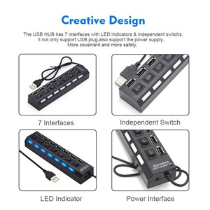 מיני רב <span class=keywords><strong>USB</strong></span> רכזת 2.0 רכזת <span class=keywords><strong>USB</strong></span> מפצל 7 <span class=keywords><strong>USB</strong></span> יציאות עם על/כיבוי Hab תמיכה כוח גבוהה מהירות מחשב אביזרי מחשב - Product Image 6