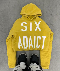 Sudadera con Capucha de Alta Calidad, 400 Gsm, Tejido de Algodón Grueso, Diseño Personalizado con Bordado Desgastado, Estilo Holgado, para Hombre, Invierno, 3D - Product Image 4