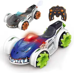 Electric Vehicle Toy 1/14 Flash Spray Shark RC Stunt Car Toys With Light Music Remote Control Drift Truck Radio Control Toy