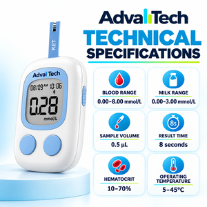 Medidor de Cetonas en Sangre y Leche Bovina AdvallTech 2 en 1, Probador de Cetosis en Vacas Lecheras en 8 Segundos - Product Image 3