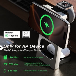 Station de charge portable LISEN QI2 en alliage d'aluminium, modèle privé, 3 en 1, pliable, pour iPhone, Samsung, iWatch, AirPods - Product Image 4