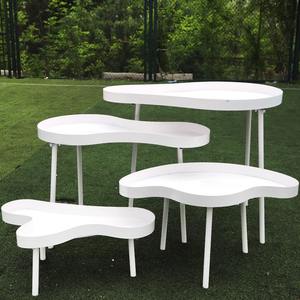 Decoración de Boda para la Recepción, Área de Bienvenida, Decoración de Mostrador de Postres, Elegante Mesa de Postres de Hierro con Diseño de Nubes de 4 Piezas - Product Image 2