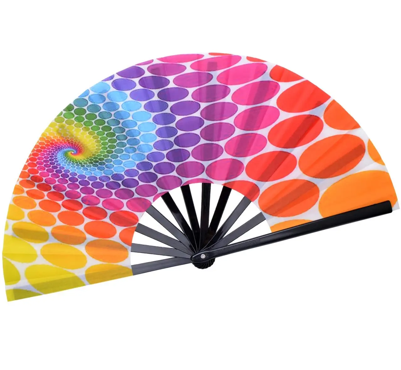 13INCH Personalizado Rave Fan Impresso Festa Clack Dança Rainbow Fan Eventail Personnalis Logo Plastic Folding Hand Fan