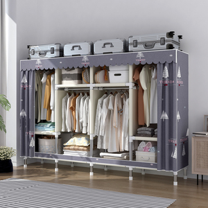 Gabinete de Tela con Estructura de Metal para Almacenamiento Doméstico Ropero Colgante para Baño Sala de Estar Armario para Apartamento - Product Image 2