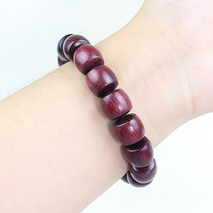 Pulsera de madera de sándalo púrpura con cuentas de barril de 13x14mm, regalo unisex para parejas, joyería de estilo chino - Product Image 3