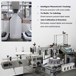 Machine d'étiquetage automatique double face pour bouteilles plates carrées |   Étiqueteuse adhésive haute précision pour shampoing, compatible avec plusieurs formes - Product Image 4