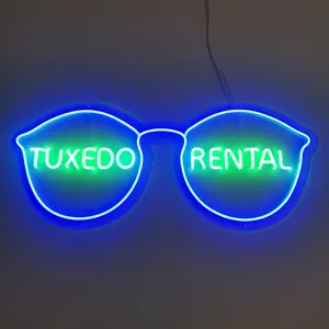 Lampu Led Dekoratif Kecil Kustom Tiongkok Lampu Neon Huruf Menyala Kacamata Logo Tanda Neon Kustom Tanda Terbuka