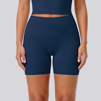 Shorts de yoga personnalisés en gros à séchage rapide, motif uni, respirants, rehausseurs de fessiers, pour la course, le sport et le fitness, shorts de gym taille haute
