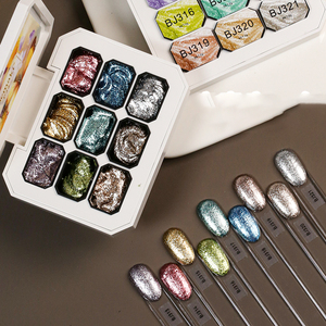 Paleta de Gel Brillante <span class=keywords><strong>Platino</strong></span> Sólido de 9 Colores de Marca Privada con Brillo de Alta Densidad para Salón Profesional - Product Image 3