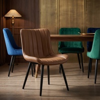 Chaises de salle à manger modernes de luxe nordiques en cuir PU, avec cadre en métal rembourré, chaise de salle à manger d'hôtel