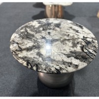 Table à manger ronde en marbre naturel DCT-009, pieds pliables en acrylique, meubles de salle à manger