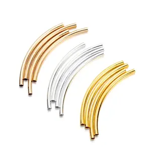 100pcs/bag curved tube spacer loose bead connectors brass Hollow Tube for DIY Jewelry Bracelet Accessories