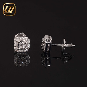 Square Bezel Round Brilliant Lab Grown Diamond Stud <b>Earrings</b> 925 Sterling <b>Silver</b> Screw <b>Back</b> IGI Certified Jewelry Bulk Stock - Product Image 5