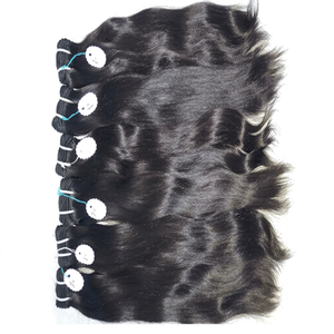 Cheveux indiens Remy vierges de qualité supérieure, cuticules alignées, lisses et soyeux, double trame, pour tissage de cheveux à la machine ou à la fusion, permanent. - Product Image 1
