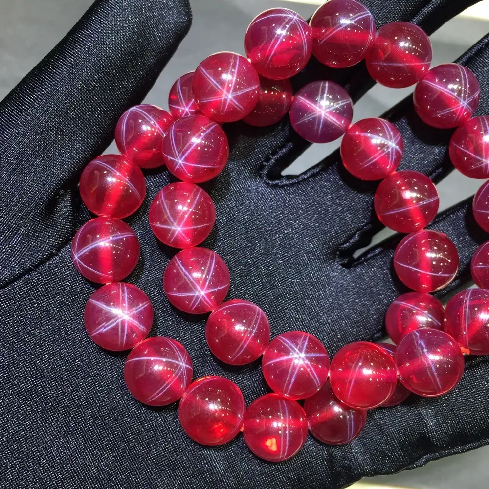 Ruby atacador direto de fábrica, alta qualidade estrela natural pulseira pedra preciosa ruby