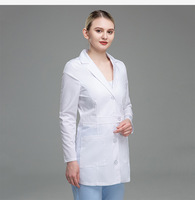 Coton populaire 35% Polyester 65% tissu hôpital conception blanc infirmière laboratoire médical manteaux femmes infirmière uniforme