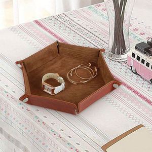 Hexagonal Velvet Dice Tray <b>Collapsible</b> <b>Storage</b> Box Pu Tray Velvet Desktop <b>Storage</b> Box - Product Image 4