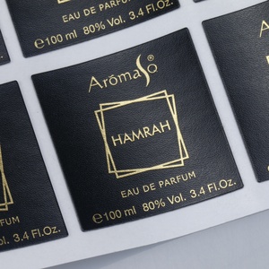 <b>Waterproof</b> Leather PU <b>Stickers</b>, with Gold Stamping and Embossing for Wine Bottles-Custom Shapes & Sizes - Product Image 5
