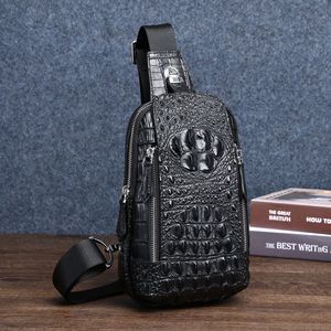 ライトラグジュアリーメンズトップグレインレザースリングチェストバッグクロコダイル型押しパターンクロスボディショルダーバッグアウトドアデイリートラベル用 - Product Image 2