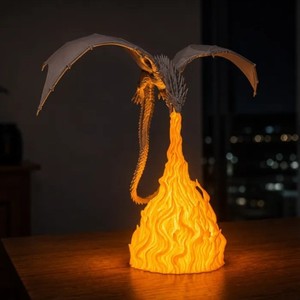 Lampe Dragon Inshao en plastique, modèle 3D imprimé, lampe de bureau à effet de feu - Product Image 1