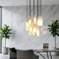 Lustre en marbre et albâtre, directement de l'usine, avec éclairage LED dimmable, pour villa, salon, salle à manger