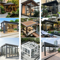 Pergola à lames orientables en aluminium avec éclairage LED, pavillon de jardin moderne pour l'extérieur