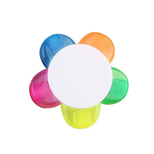 Plastic Five Colors Sun Flower Marker Pen Highlighter With Custom logo